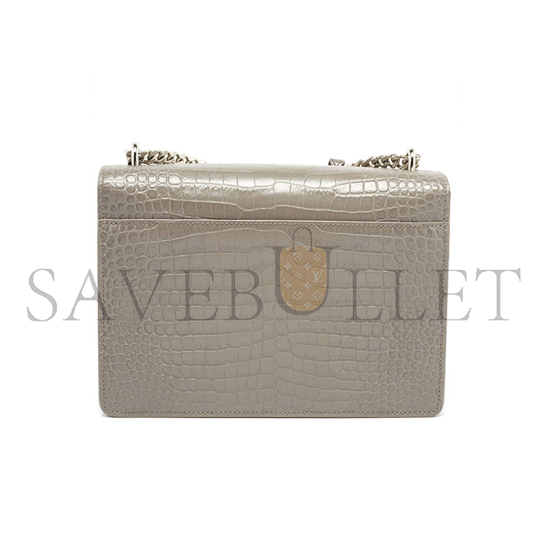YSL SUNSET MEDIUM CHAIN BAG IN CROCODILE-EMBOSSED SHINY LEATHER 442906DND0E1424 (22*16*6.5cm)